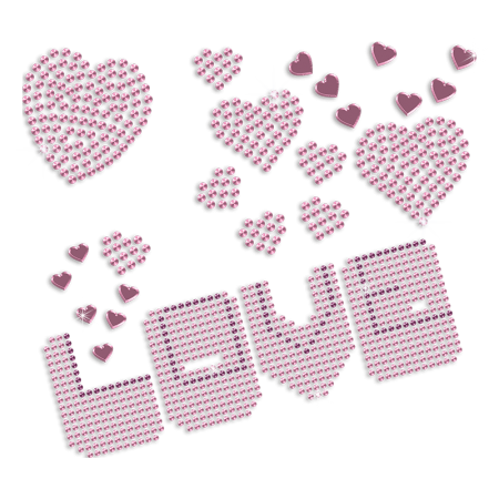 Pink Love Diamante Transfers for Shirts